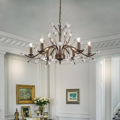 Lustre en cristal style bougie style rétro avec branches d'arbres