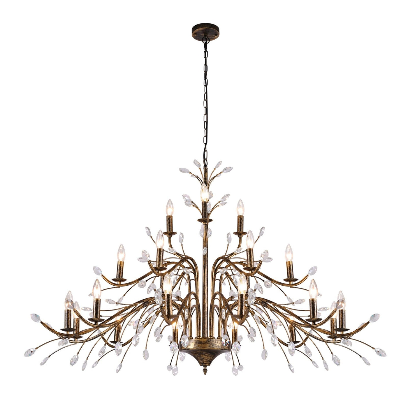 Lustre en cristal style bougie style rétro avec branches d'arbres