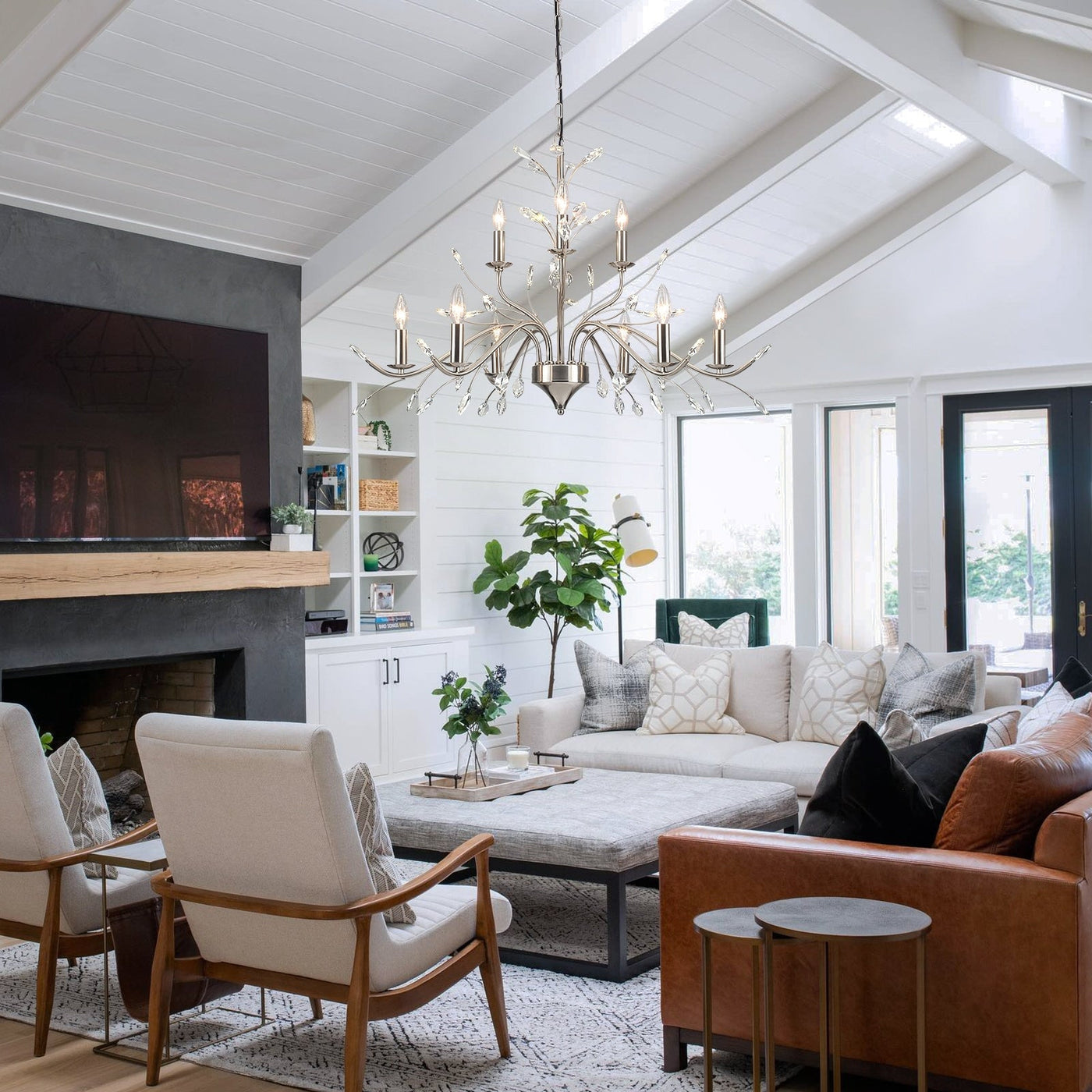 Lustre en cristal style bougie style rétro avec branches d'arbres