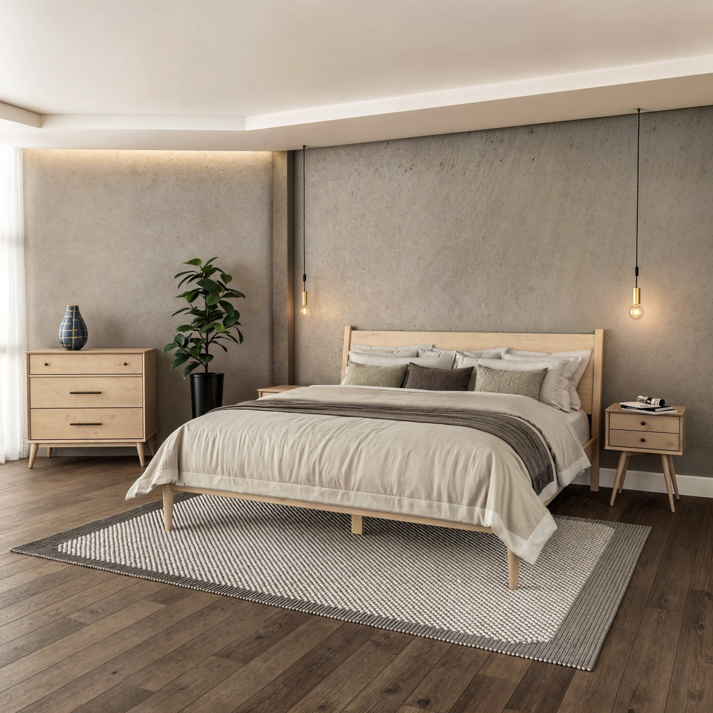 Lit à panneaux du milieu du siècle