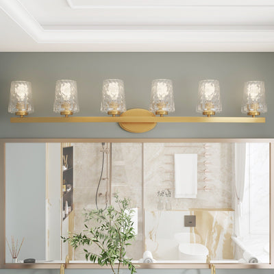 Applique de salle de bain moderne à 6 LED à intensité variable de style milieu du siècle avec verre artistique - 51 pouces