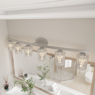 Applique de salle de bain moderne à 6 LED à intensité variable de style milieu du siècle avec verre artistique - 51 pouces