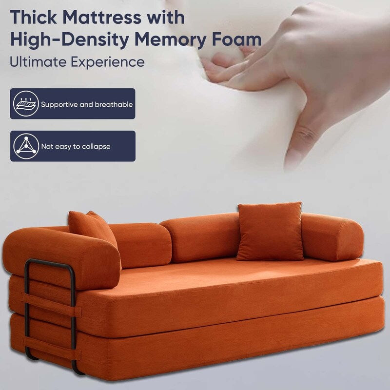 Canapé-lit convertible Mixoy avec accoudoirs amovibles, matelas pliant, canapé-lit de sol amovible et lavable