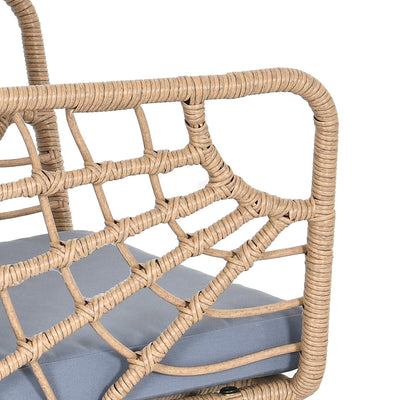 Ensemble de bistrot d'extérieur en osier Moasis 3 pièces avec 2 chaises et table basse