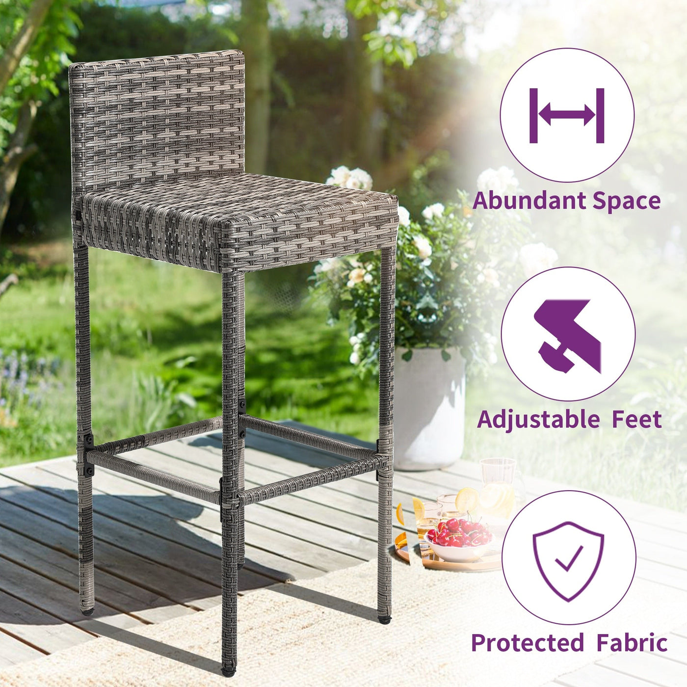 Ensemble de bar en osier pour meubles d'extérieur Moasis 5 pièces - 5 pièces