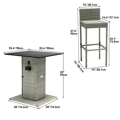 Ensemble de bar en osier pour meubles d'extérieur Moasis 5 pièces - 5 pièces