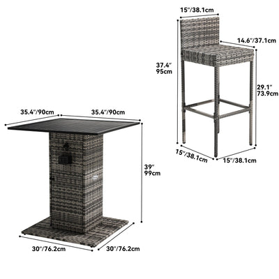Ensemble de bar en osier pour meubles d'extérieur Moasis 5 pièces - 5 pièces