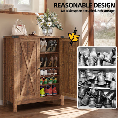 Meuble de rangement à chaussures Moasis à 5 niveaux pour 20 paires de chaussures avec portes doubles pour l'entrée