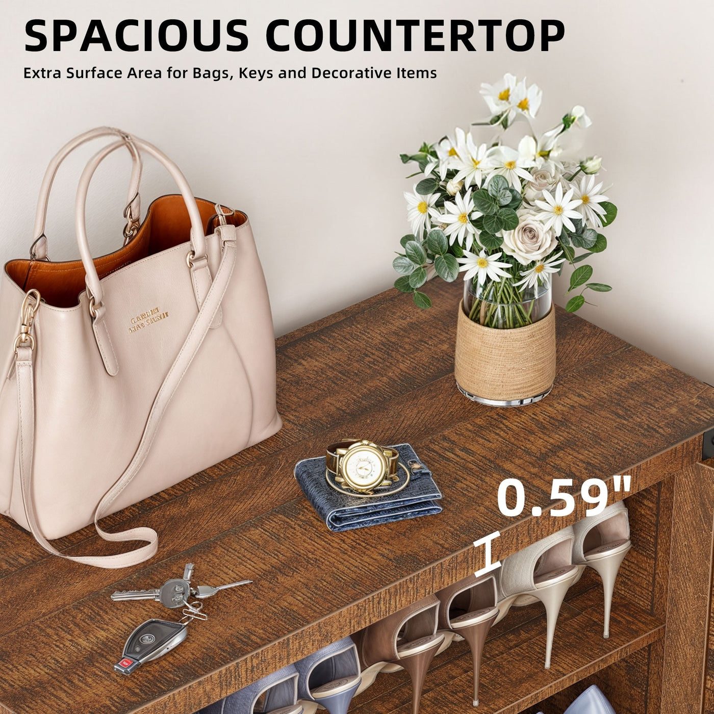 Meuble de rangement à chaussures Moasis à 5 niveaux pour 20 paires de chaussures avec portes doubles pour l'entrée