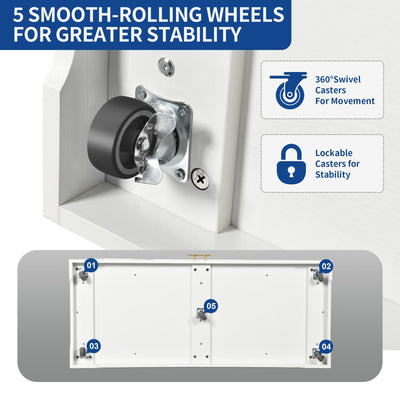 Meuble de rangement pour îlot de cuisine roulant Moasis de 53 pouces, chariot de cuisine mobile portable