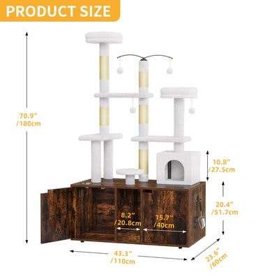 Enceinte double pour litière pour chat Moasis avec griffoir et arbre à chat