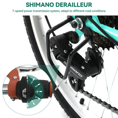 Vélo de croisière Moasis24/26 à 7 vitesses, vélo à cadre réglable, vélo de trajet