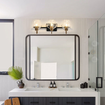 Appliques murales modernes à 3/4 lumières pour salle de bain, à intensité variable, avec abat-jour en verre