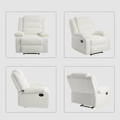 Fauteuil inclinable manuel moderne en velours côtelé, fauteuil inclinable réglable avec accoudoirs larges