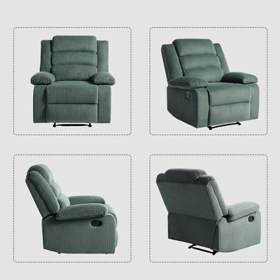 Fauteuil inclinable manuel moderne en velours côtelé, fauteuil inclinable réglable avec accoudoirs larges