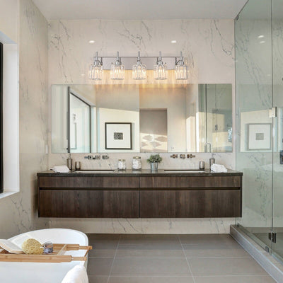 Appliques murales modernes à intensité variable pour salle de bain avec abat-jour en cristal