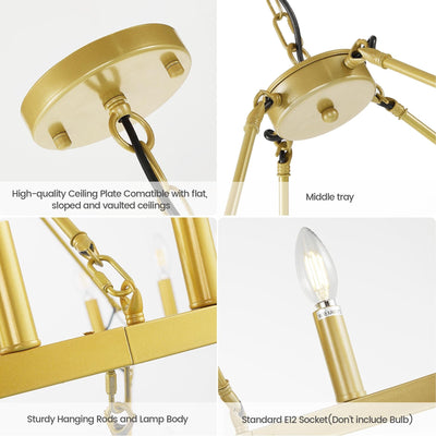 Lustre de ferme moderne à 2 niveaux, lustre rond en forme de roue de chariot, grand plafonnier haut.