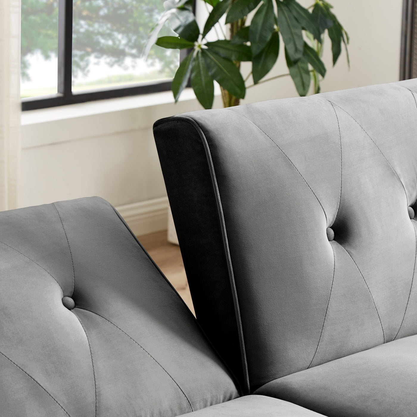 Canapé-lit futon moderne, canapé-lit convertible avec pieds fuselés en bois, 78,35 l, petit canapé à dossier divisé pour salon