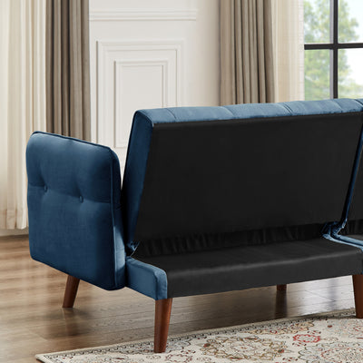 Canapé-lit futon moderne, canapé-lit convertible avec pieds fuselés en bois, 78,35 l, petit canapé à dossier divisé pour salon