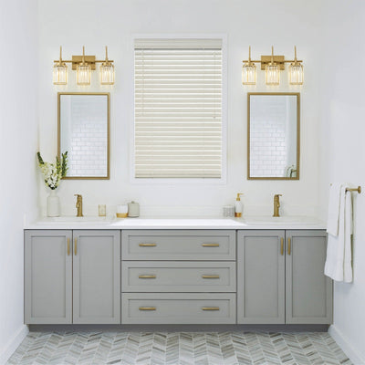 Applique murale moderne dorée à intensité variable, style cylindre glamour pour salle de bain, en cristal, pour meuble-lavabo