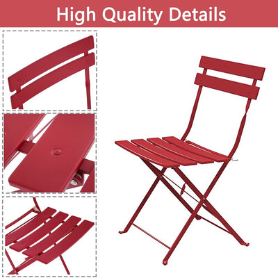 Ensemble bistrot pliant en métal 3 pièces, résistant aux intempéries, pour l'extérieur et l'intérieur, idéal pour la terrasse, la cour et le jardin.