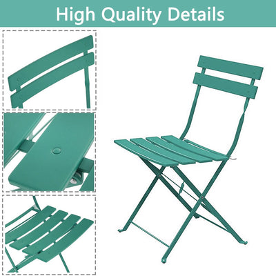 Ensemble bistrot pliant en métal 3 pièces, résistant aux intempéries, pour l'extérieur et l'intérieur, idéal pour la terrasse, la cour et le jardin.