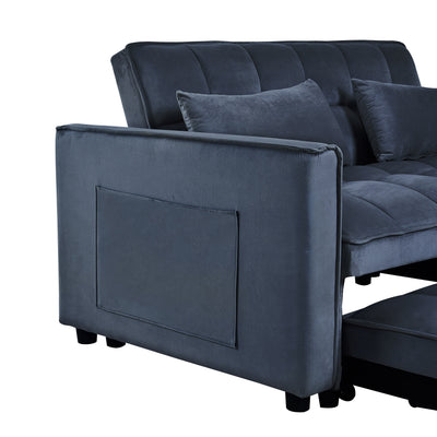 Canapé-lit gigogne moderne, canapé-lit 3 en 1 avec dossier réglable, causeuse en velours, oreillers et poches latérales