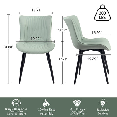 Lot de 2 chaises de salle à manger modernes en cuir rembourré sans accoudoirs