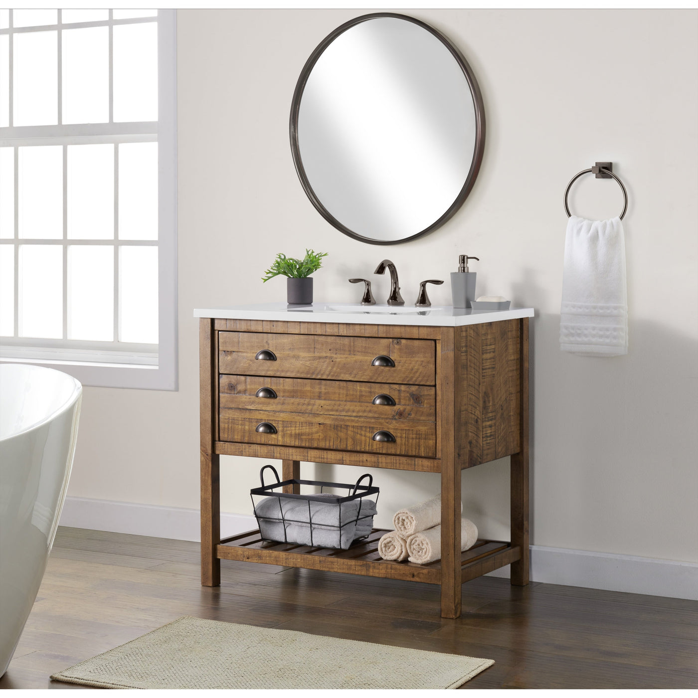 Meuble-lavabo simple de style ferme Monterey 37 avec dessus