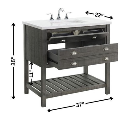 Meuble-lavabo simple de style ferme Monterey 37 avec dessus