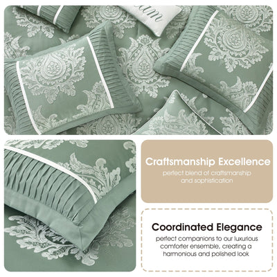 Ensemble de couette traditionnelle damassée Nanshing Tiana 7 pièces