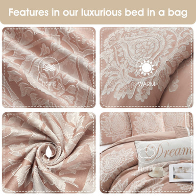 Ensemble de couette traditionnelle damassée Nanshing Tiana 7 pièces