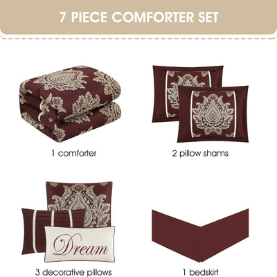 Ensemble de couette traditionnelle damassée Nanshing Tiana 7 pièces