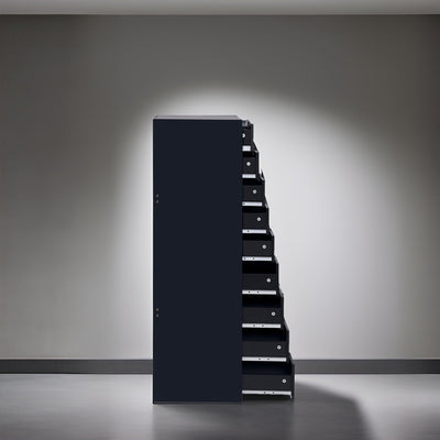 Armoire étroite en bois à 9 tiroirs avec tiroirs coulissants en douceur et étagère de rangement supérieure