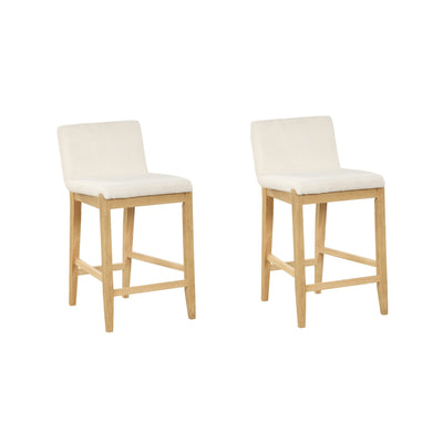 Tabouret de bar moderne Gracie, chaise rembourrée en boucle et pieds en bois brossé