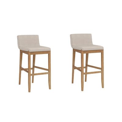 Tabouret de bar moderne Gracie, chaise rembourrée en boucle et pieds en bois brossé