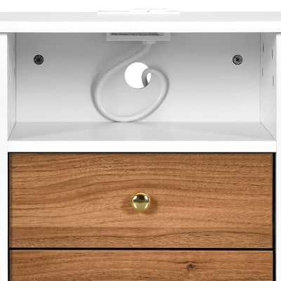 Ensemble de 2 tables de chevet avec station de charge Table d'appoint avec 2 tiroirs avec ports et prises USB Table de chevet