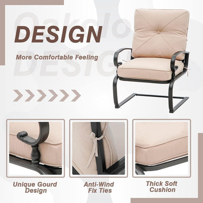 Ensemble bistrot d'extérieur 3 pièces Nista avec coussins et table basse, à ressorts en C, par Havenside Home