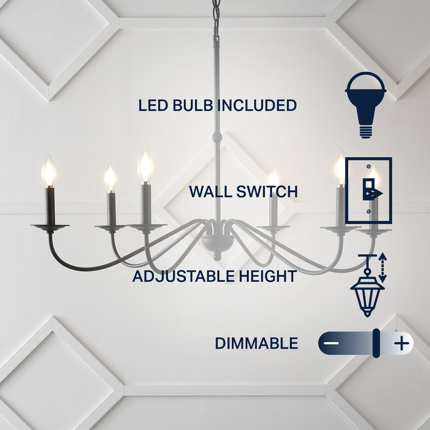 Lustre LED en fer à 6 lumières, 34,75 $, par JONATHAN Y