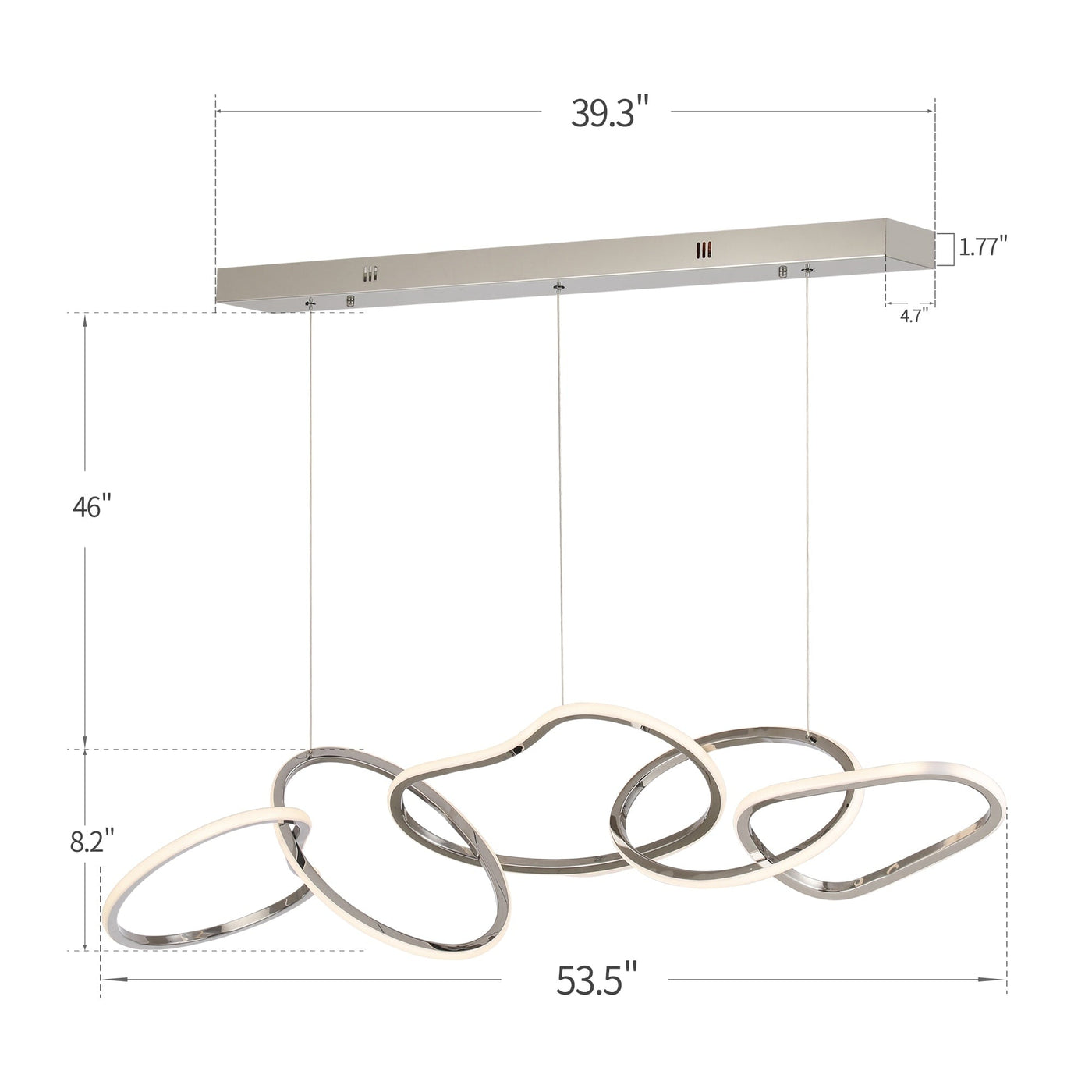 Lustre LED de luxe en acier inoxydable imbriqué de style nordique pour salle à manger