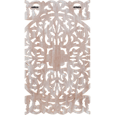 Décoration murale à 3 panneaux en bois naturel sculpté à la main Norma Floral 48 x 28 pouces