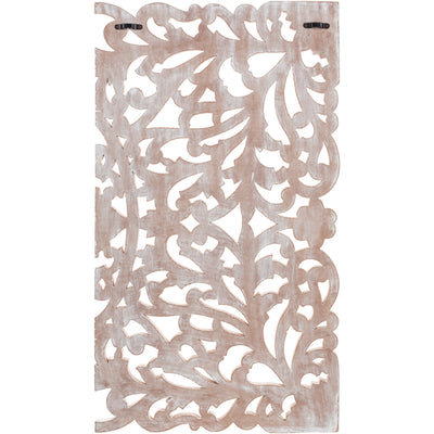 Décoration murale à 3 panneaux en bois naturel sculpté à la main Norma Floral 48 x 28 pouces