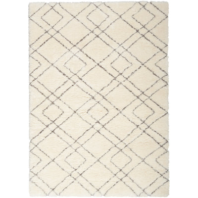 Tapis Nourison luxueux à poils longs et ultra moelleux, motif géométrique abstrait