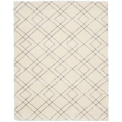 Tapis Nourison luxueux à poils longs et ultra moelleux, motif géométrique abstrait