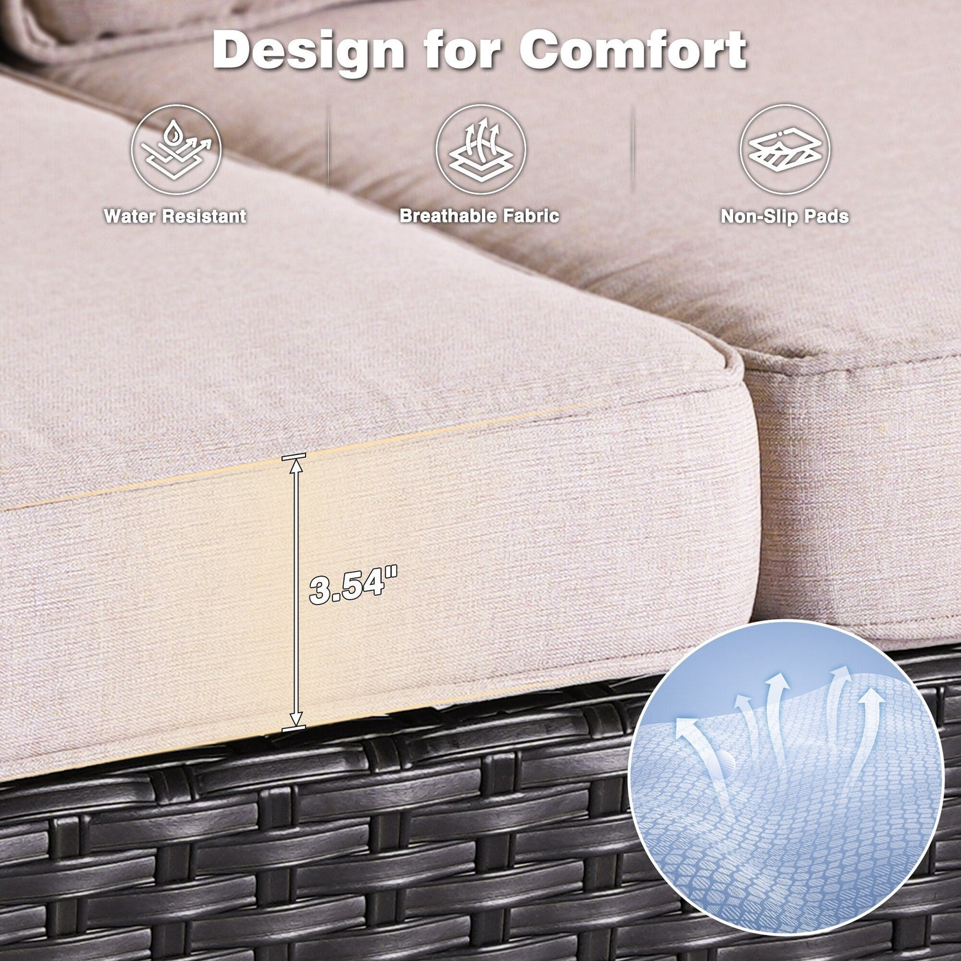 Ensemble de conversation 5 pièces en osier pour patio à dossier haut OVIOS