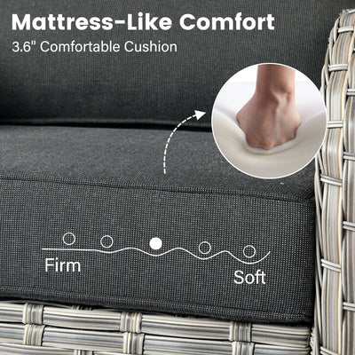 Ensemble de 9 chaises pivotantes d'extérieur en osier OVIOS avec table à feu