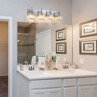 Luminaires de salle de bain en cristal à intensité variable Ora Modern sur miroir Glam Vanity Lights