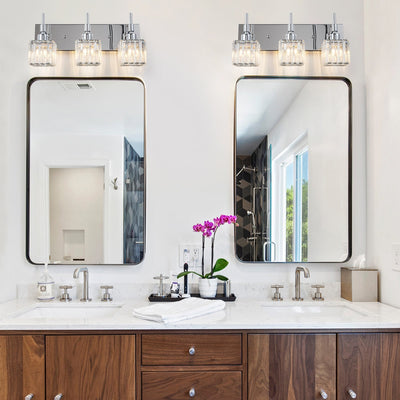 Luminaires de salle de bain en cristal à intensité variable Ora Modern sur miroir Glam Vanity Lights