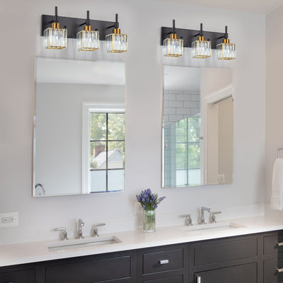 Luminaires de salle de bain en cristal à intensité variable Ora Modern sur miroir Glam Vanity Lights