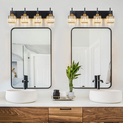 Luminaires de salle de bain en cristal à intensité variable Ora Modern sur miroir Glam Vanity Lights